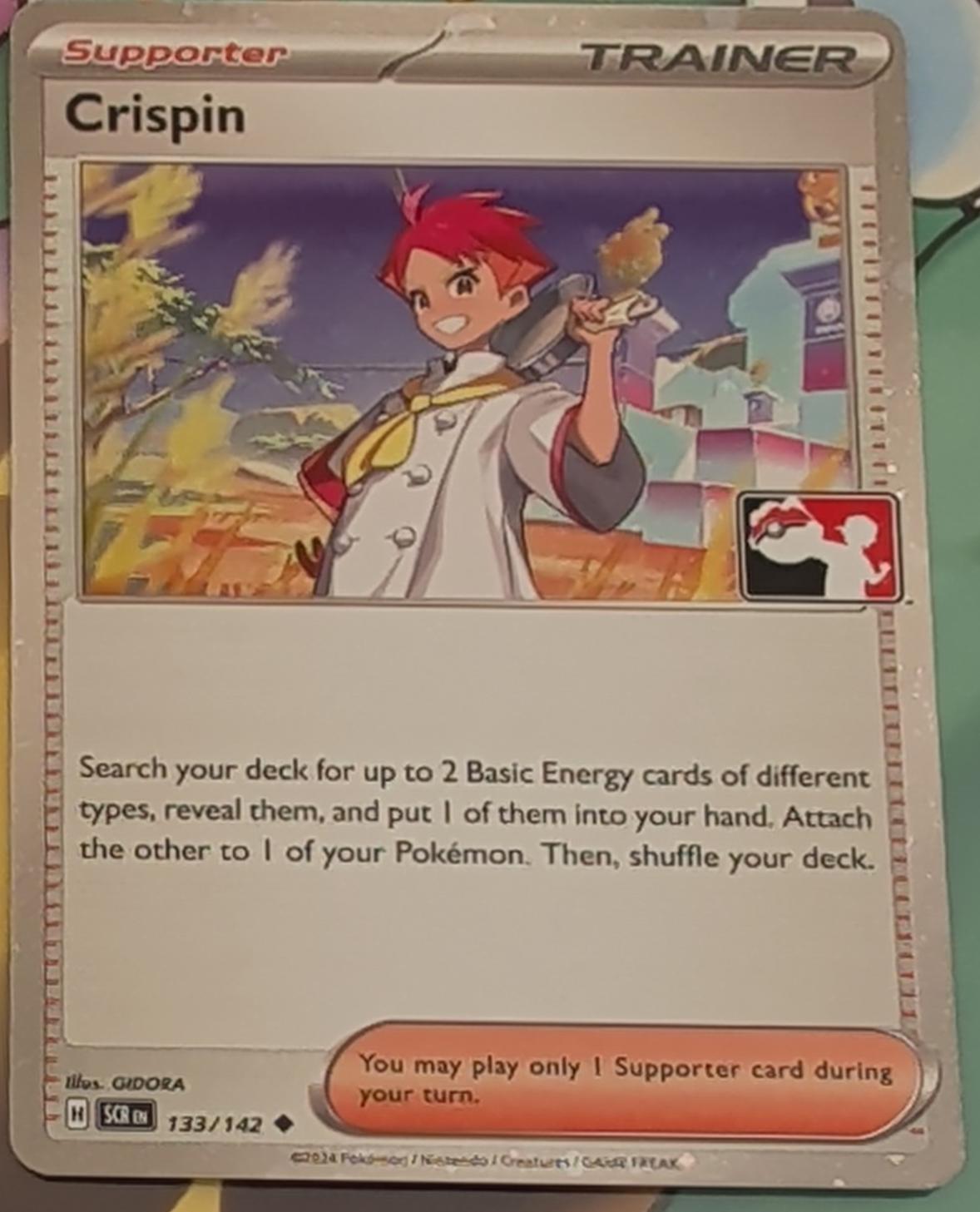 Stellar Crown Crispin [Prize-Pack-Cosmo-Holo] Pokémon card